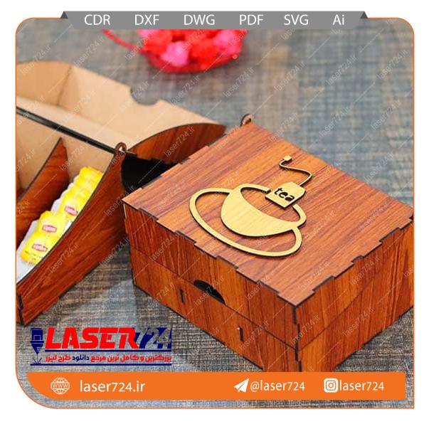 تصویر الگو برش لیزر جعبه دمنوش #1